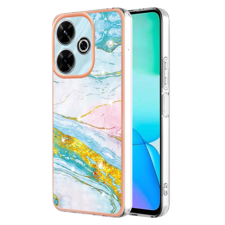 

For Redmi 13 4G Electroplating Marble Dual-side IMD Phone Case(Green 004)