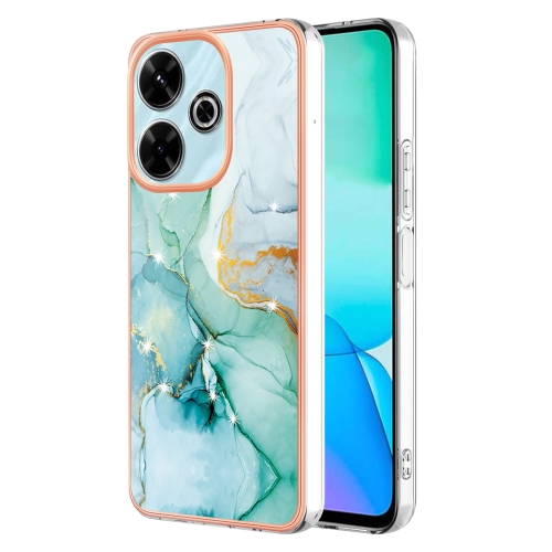 

For Redmi 13 4G Electroplating Marble Dual-side IMD Phone Case(Green 003)