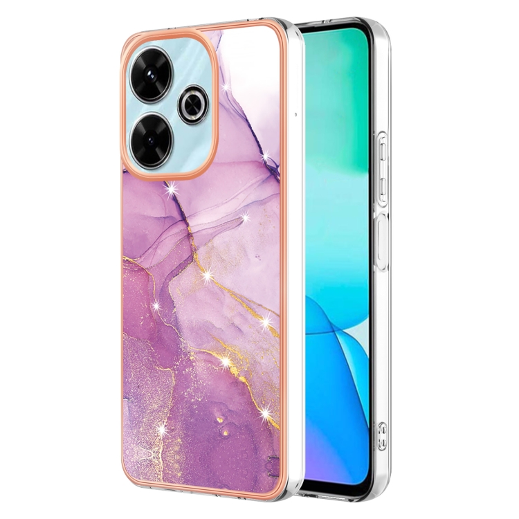 

For Redmi 13 4G Electroplating Marble Dual-side IMD Phone Case(Purple 001)