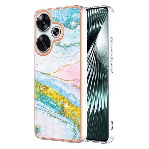 

For Xiaomi Poco F6 5G Electroplating Marble Dual-side IMD Phone Case(Green 004)