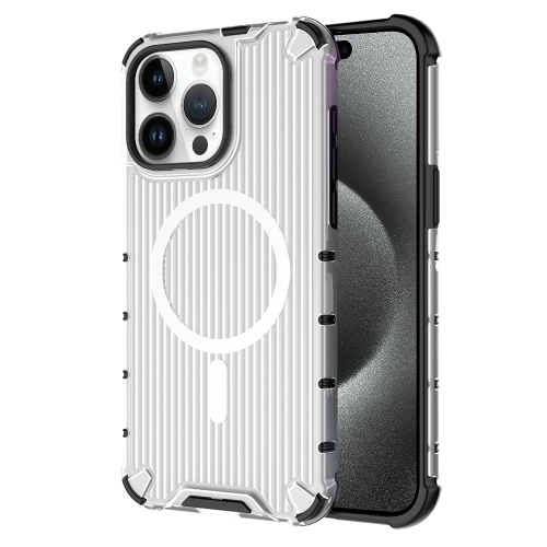 

For iPhone 15 Pro Grating Airbag Shockproof MagSafe Frosted Phone Case(Transparent)