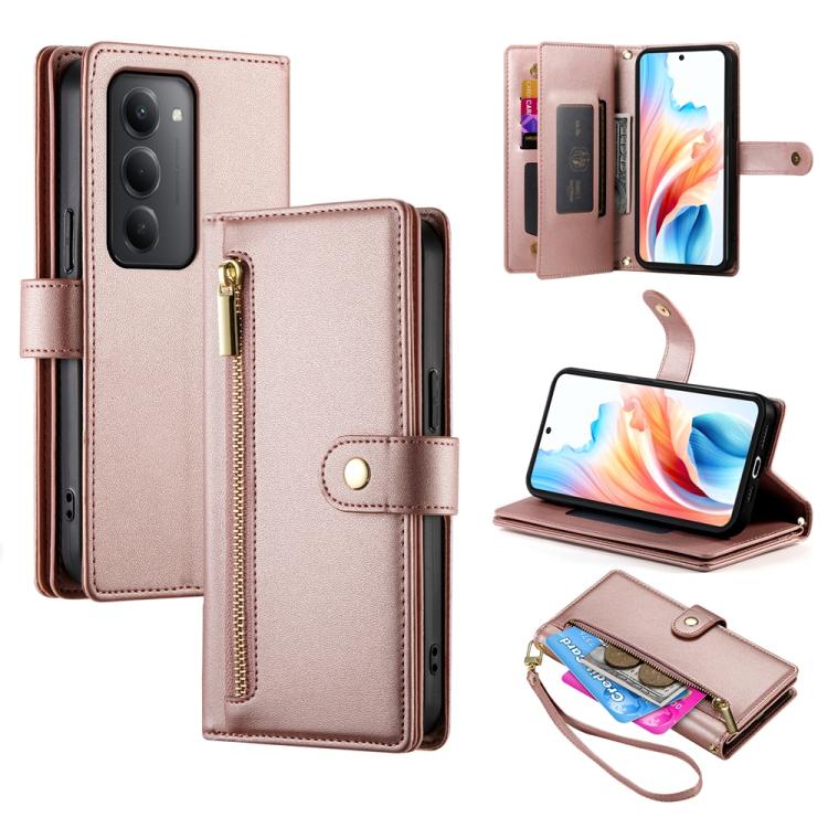 

For Redmi 15 5G Global / 15 4G SEA 169.5mm Nine Card-slot Zipper Wallet Bag Leather Phone Case(Pink)