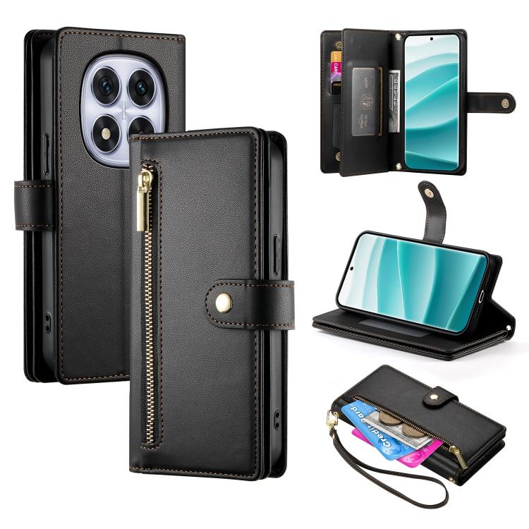

For Redmi Note 15 Pro 5G Global 163.6mm Nine Card-slot Zipper Wallet Bag Leather Phone Case(Black)