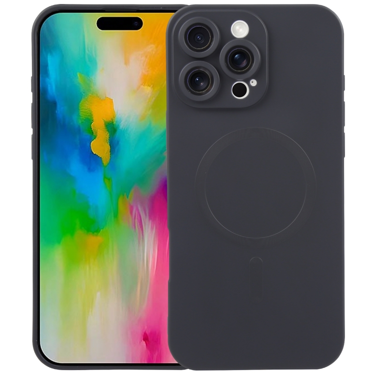 

For iPhone 16 Pro Liquid TPU Silicone Solid Color MagSafe Phone Case(Black)