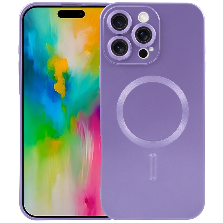 

For iPhone 16 Pro Liquid TPU Silicone Solid Color MagSafe Phone Case(Purple)