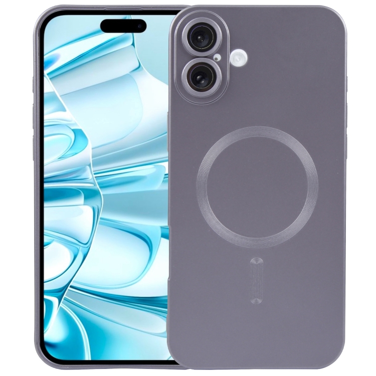 

For iPhone 16 Liquid TPU Silicone Solid Color MagSafe Phone Case(Grey)