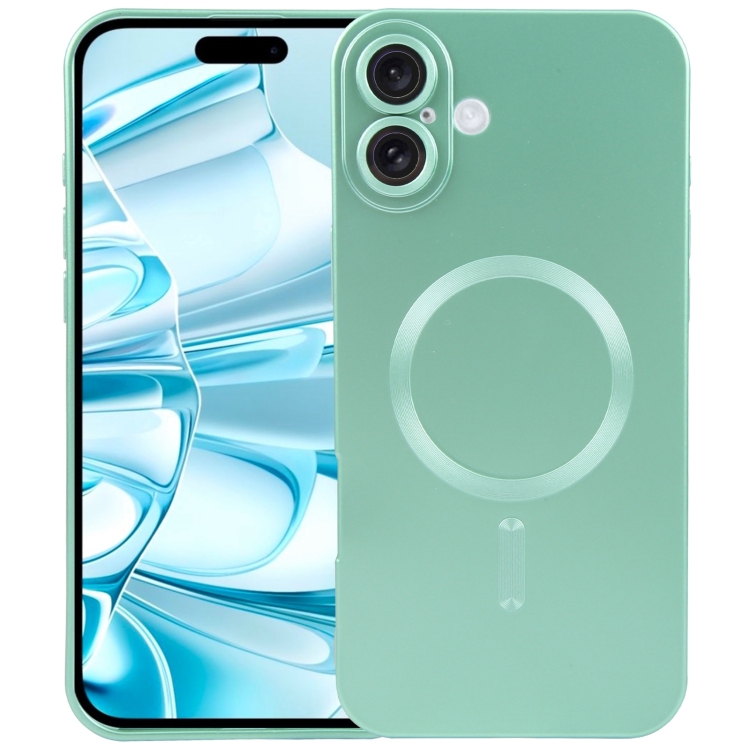 

For iPhone 16 Liquid TPU Silicone Solid Color MagSafe Phone Case(Green)
