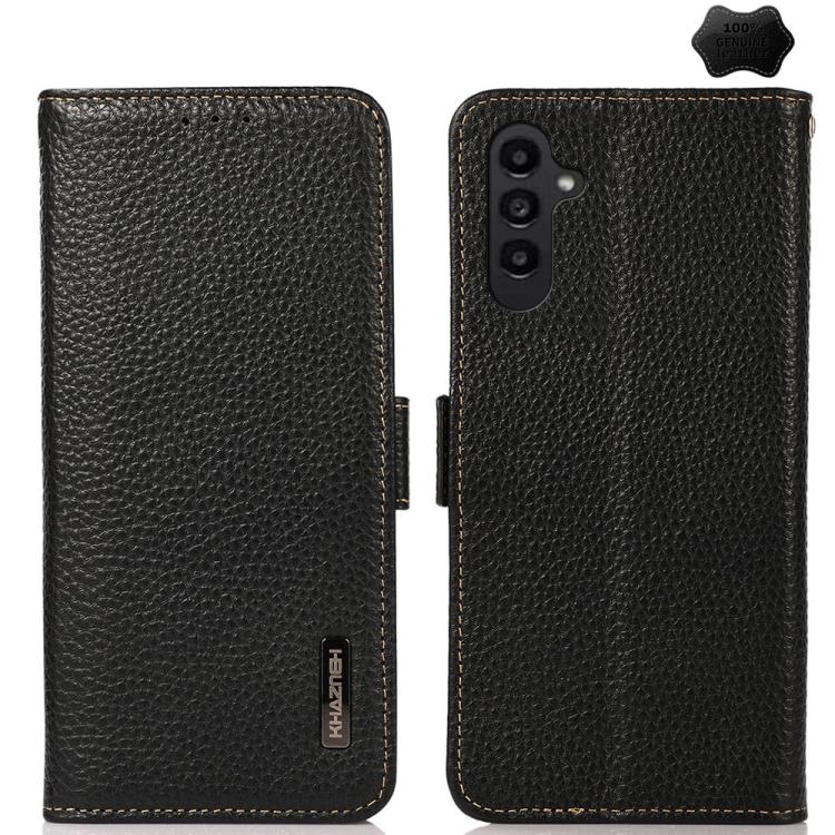 

For Samsung Galaxy S26 Pro 5G KHAZNEH Side-Magnetic Litchi Genuine Leather RFID Phone Case(Black)