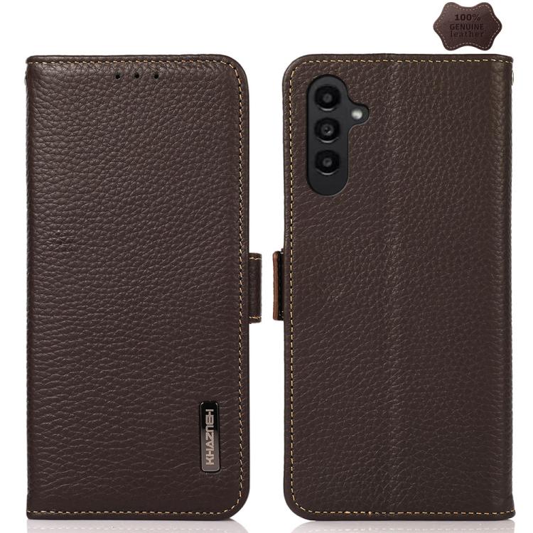 

For Samsung Galaxy S26 Pro 5G KHAZNEH Side-Magnetic Litchi Genuine Leather RFID Phone Case(Brown)