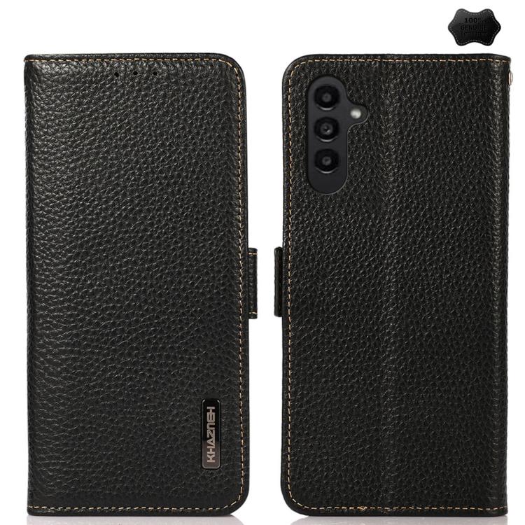 For Samsung Galaxy S26+ 5G KHAZNEH Side-Magnetic Litchi Genuine Leather RFID Phone Case(Black)