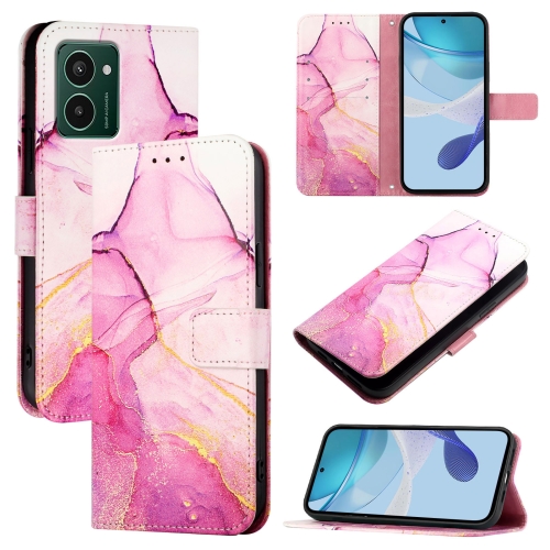 

For HMD Pulse Pro PT003 Marble Pattern Flip Leather Phone Case(Pink Purple Gold)