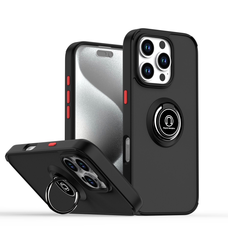 

For iPhone 16 Pro Q Shadow 1 Series TPU + PC Phone Case with Ring(Black+Red)