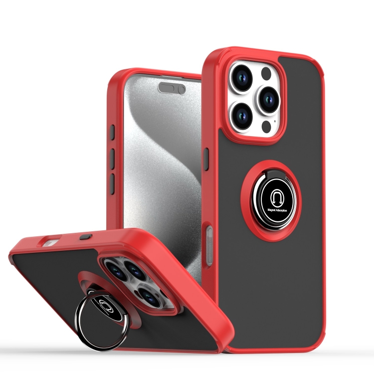 

For iPhone 16 Pro Q Shadow 1 Series TPU + PC Phone Case with Ring(Red)