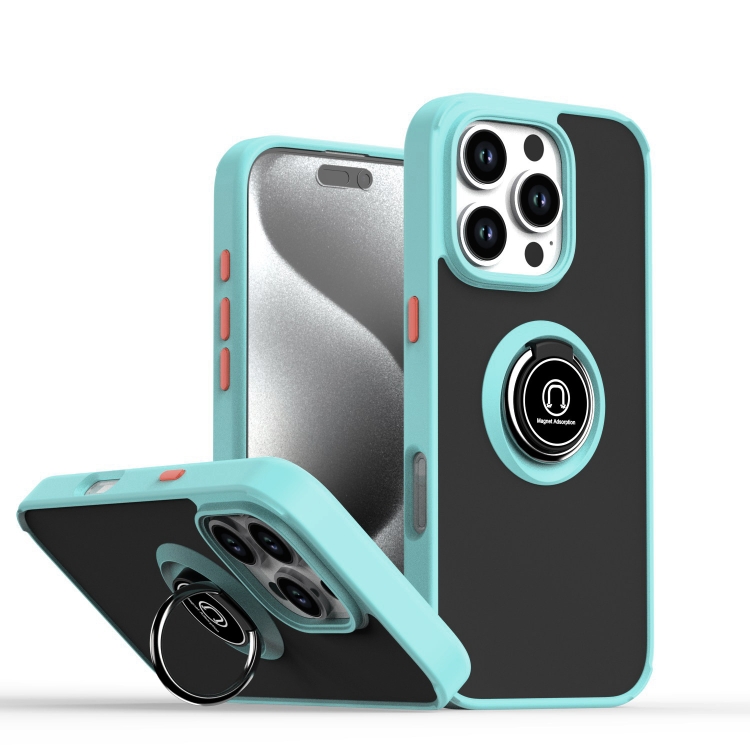 

For iPhone 16 Pro Q Shadow 1 Series TPU + PC Phone Case with Ring(Sky Blue)