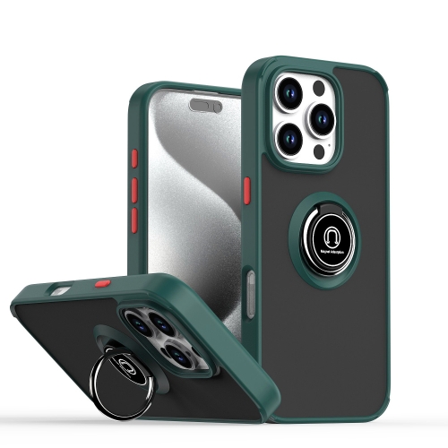 

For iPhone 16 Pro Q Shadow 1 Series TPU + PC Phone Case with Ring(Dark Green)