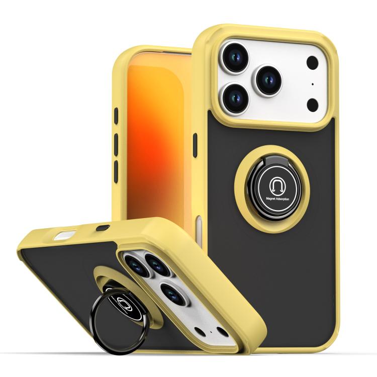 

For iPhone 17 Pro Q Shadow 1 Series TPU + PC Phone Case with Ring(Yellow)