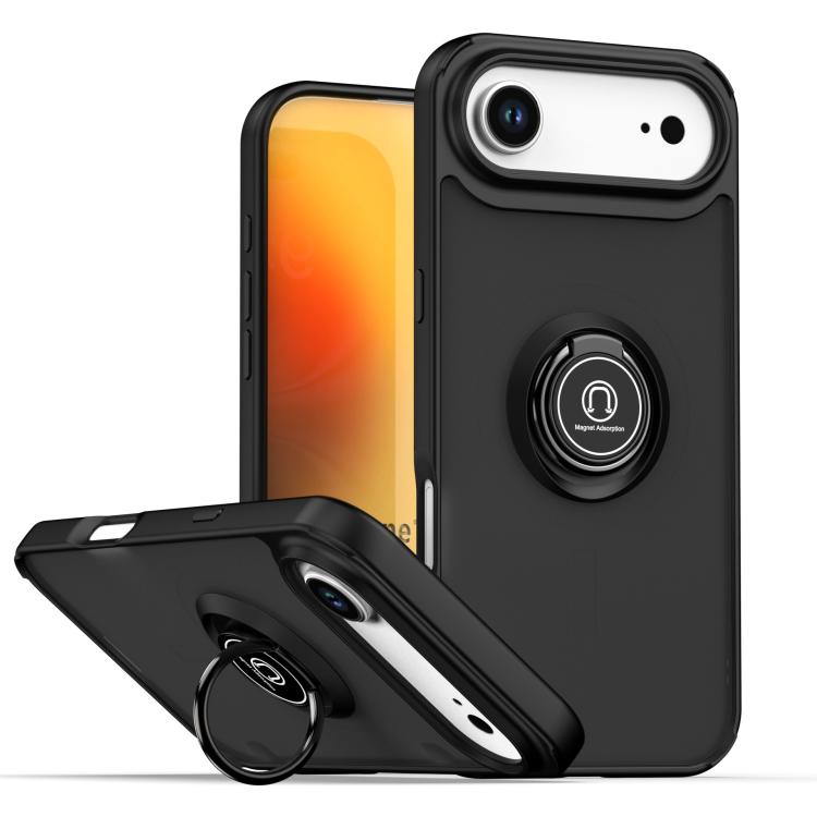

For iPhone 17 Air Q Shadow 1 Series TPU + PC Phone Case with Ring(Black+Black)