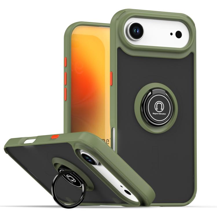

For iPhone 17 Air Q Shadow 1 Series TPU + PC Phone Case with Ring(Army Green)