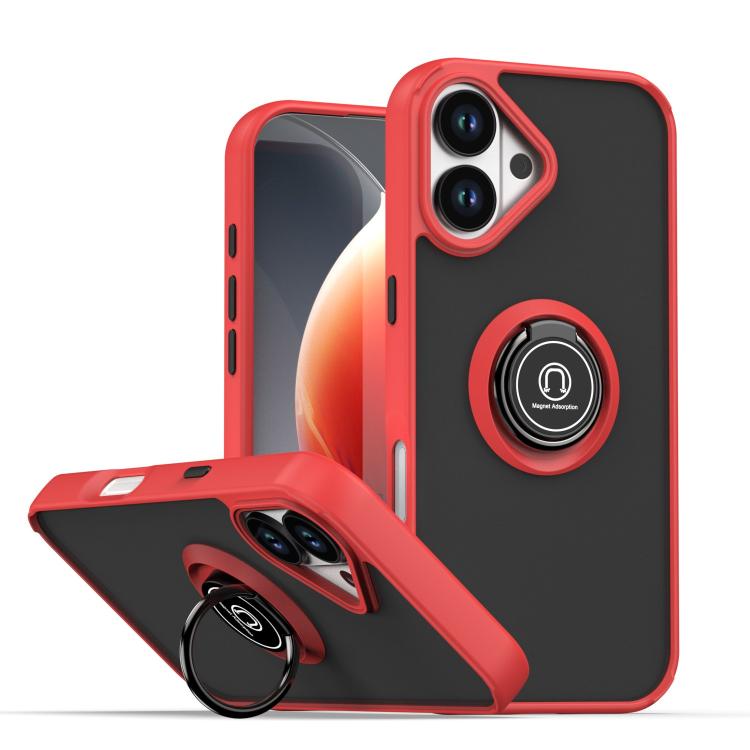

For iPhone 17 Q Shadow 1 Series TPU + PC Phone Case with Ring(Red)
