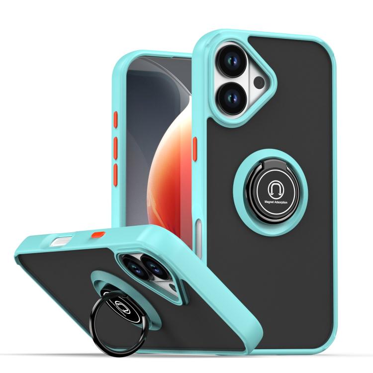 

For iPhone 17 Q Shadow 1 Series TPU + PC Phone Case with Ring(Sky Blue)