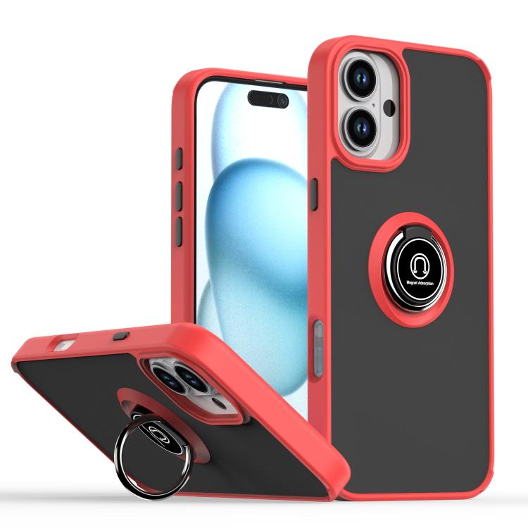 

For iPhone 16 Plus Q Shadow 1 Series TPU + PC Phone Case with Ring(Red)