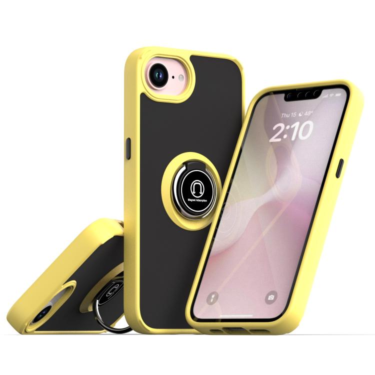 

For iPhone 16e Q Shadow 1 Series TPU + PC Phone Case with Ring(Yellow)