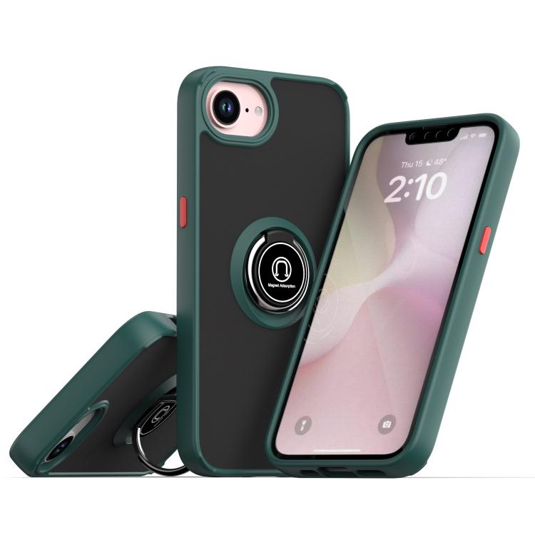 

For iPhone 16e Q Shadow 1 Series TPU + PC Phone Case with Ring(Dark Green)