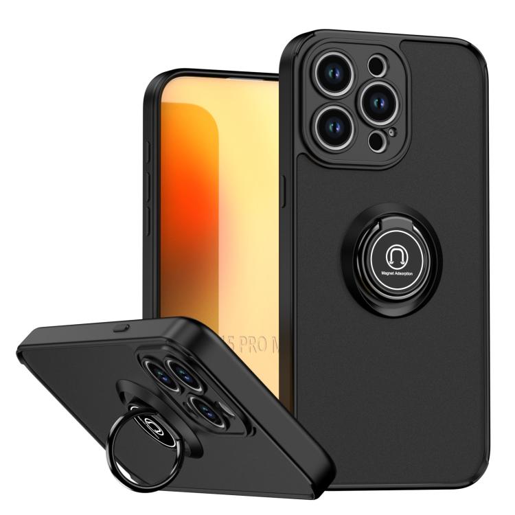

For iPhone 15 Pro Max Q Shadow 1 Series TPU + PC Phone Case with Ring(Black+Black)