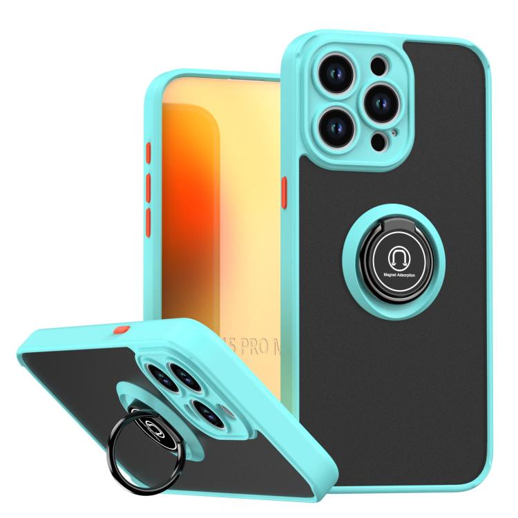 

For iPhone 15 Pro Max Q Shadow 1 Series TPU + PC Phone Case with Ring(Sky Blue)
