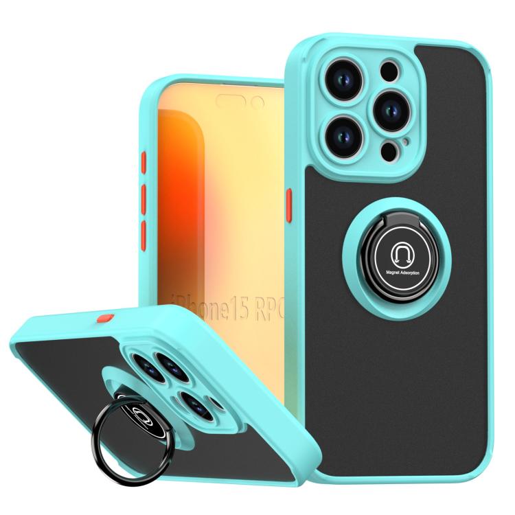 

For iPhone 15 Pro Q Shadow 1 Series TPU + PC Phone Case with Ring(Sky Blue)