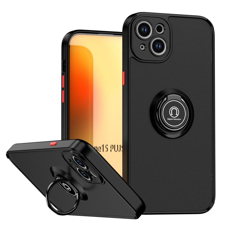 

For iPhone 15 Plus Q Shadow 1 Series TPU + PC Phone Case with Ring(Black+Red)