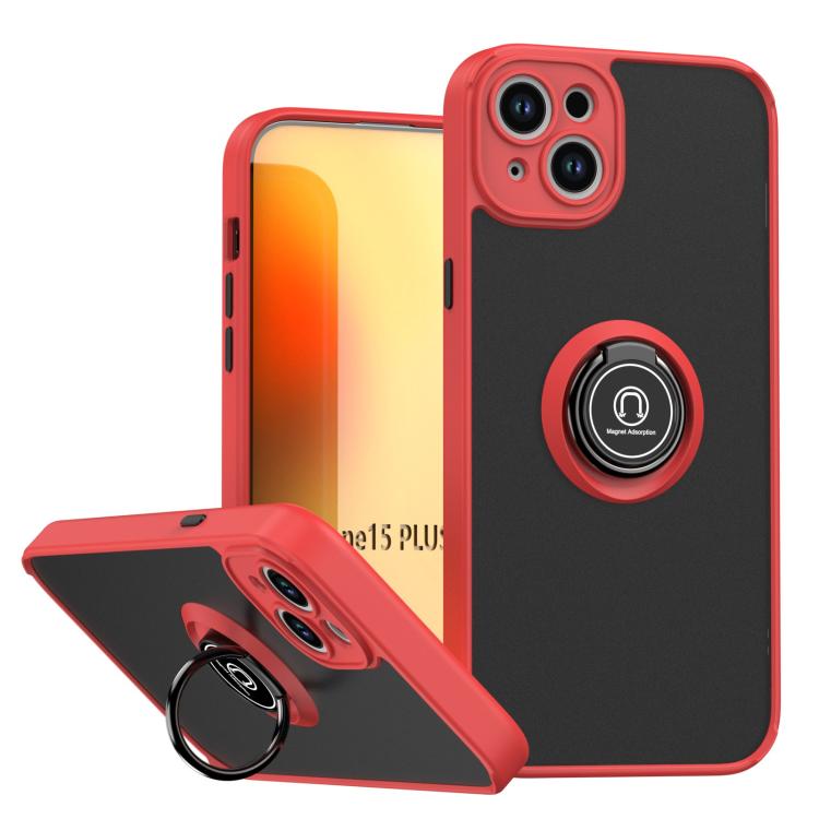 

For iPhone 15 Plus Q Shadow 1 Series TPU + PC Phone Case with Ring(Red)