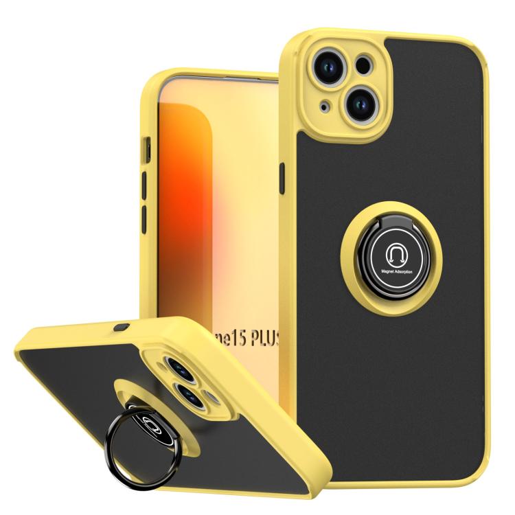 

For iPhone 15 Plus Q Shadow 1 Series TPU + PC Phone Case with Ring(Yellow)