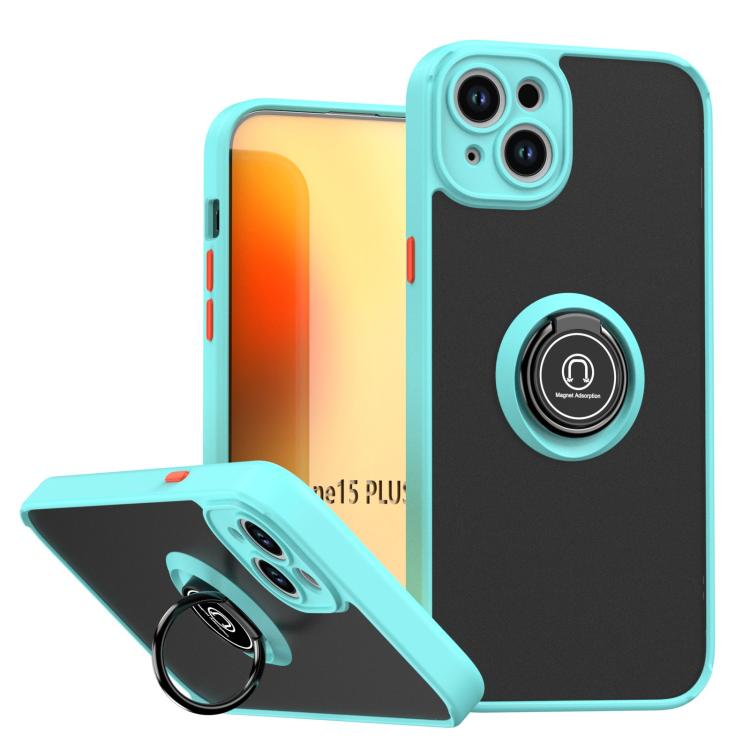 

For iPhone 15 Plus Q Shadow 1 Series TPU + PC Phone Case with Ring(Sky Blue)