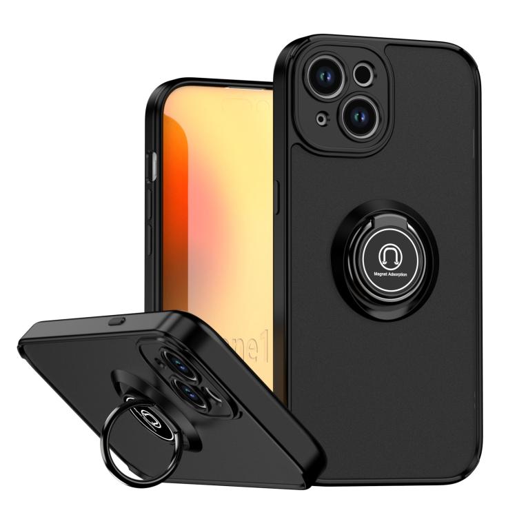 

For iPhone 15 Q Shadow 1 Series TPU + PC Phone Case with Ring(Black+Black)