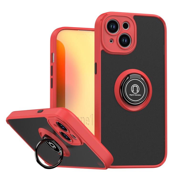

For iPhone 15 Q Shadow 1 Series TPU + PC Phone Case with Ring(Red)
