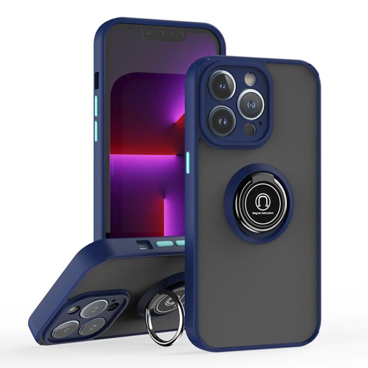 

For iPhone 13 Pro Q Shadow 1 Series TPU + PC Phone Case with Ring(Royal Blue)