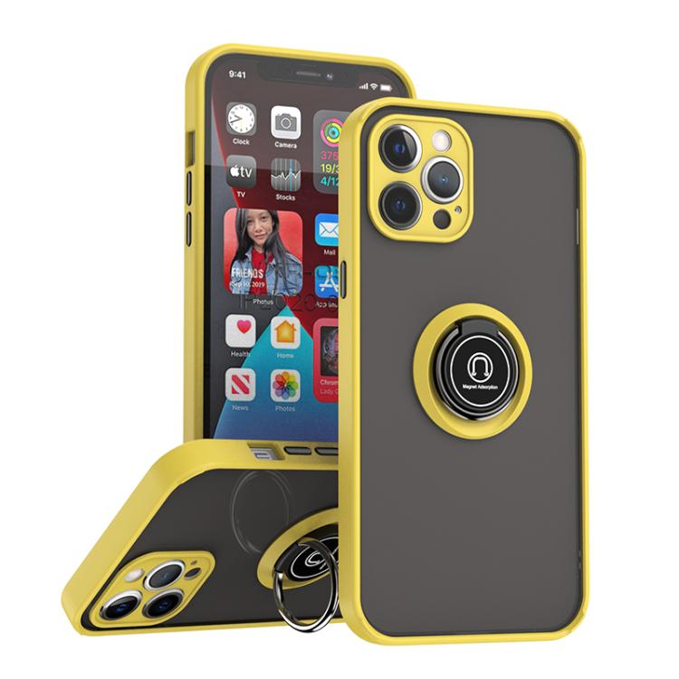 

For iPhone 12 Pro Max Q Shadow 1 Series TPU + PC Phone Case with Ring(Yellow)