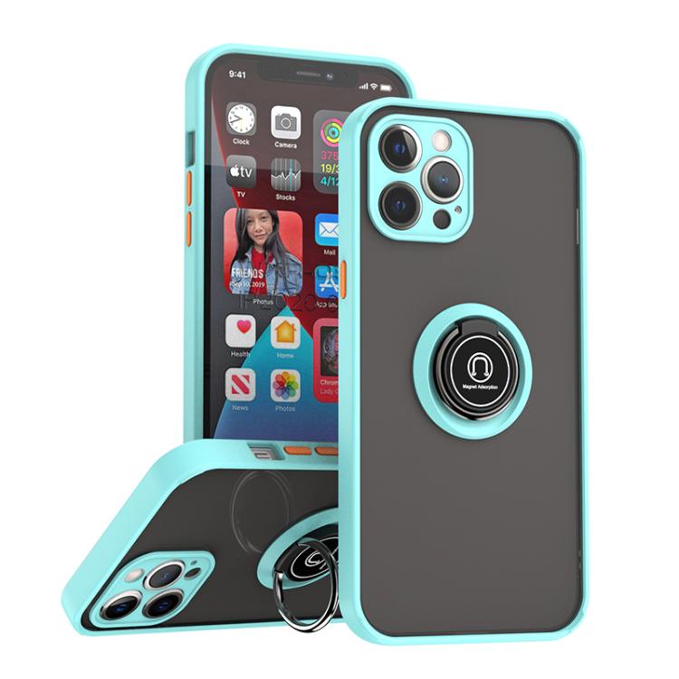 

For iPhone 12 Pro Max Q Shadow 1 Series TPU + PC Phone Case with Ring(Sky Blue)