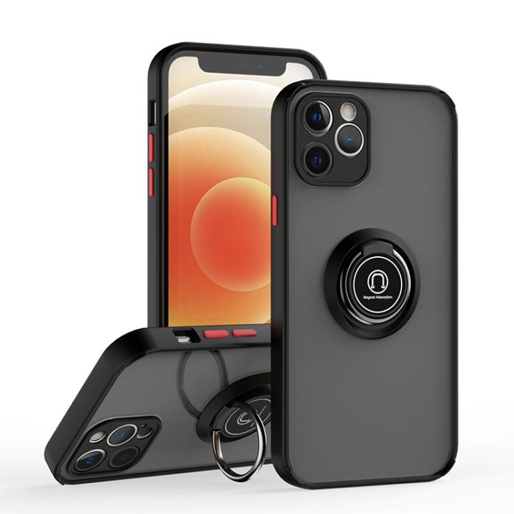 

For iPhone 12 Q Shadow 1 Series TPU + PC Phone Case with Ring(Black+Red)