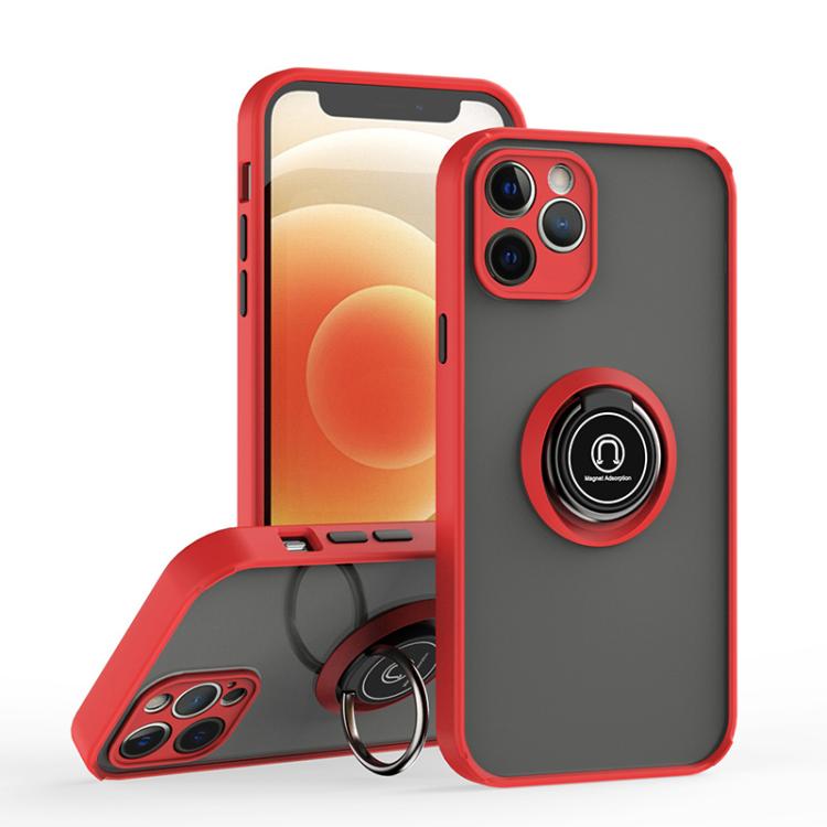 

For iPhone 12 Q Shadow 1 Series TPU + PC Phone Case with Ring(Red)
