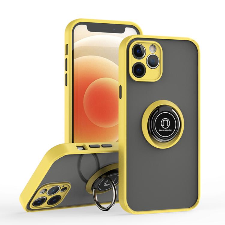

For iPhone 12 Q Shadow 1 Series TPU + PC Phone Case with Ring(Yellow)