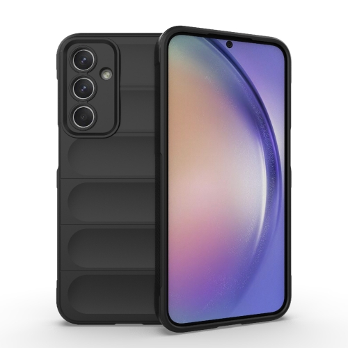 

For Samsung Galaxy M35 Magic Shield TPU + Flannel Phone Case(Black)