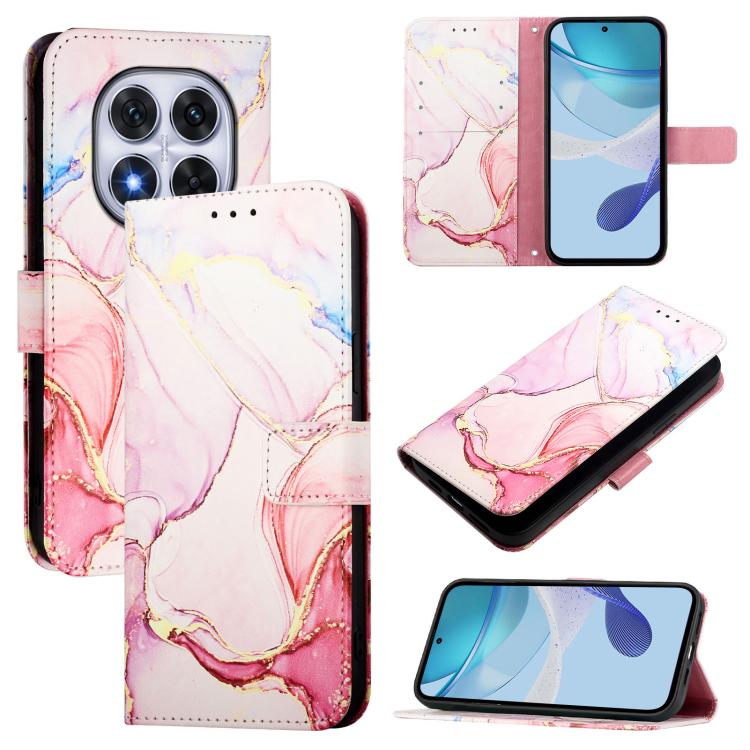 

For Redmi Note 14 Pro 4G PT003 Marble Pattern Flip Leather Phone Case(Rose Gold)