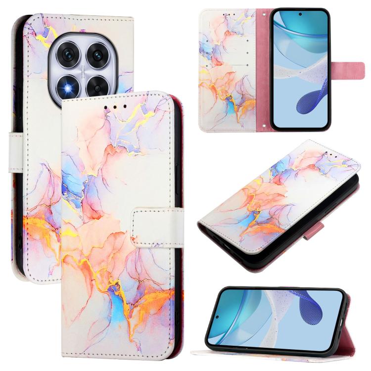 

For Redmi Note 14 Pro 4G PT003 Marble Pattern Flip Leather Phone Case(Galaxy Marble White)