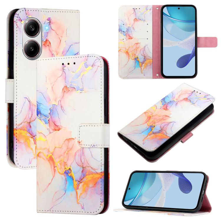 

For Redmi Turbo 4 PT003 Marble Pattern Flip Leather Phone Case(Galaxy Marble White)