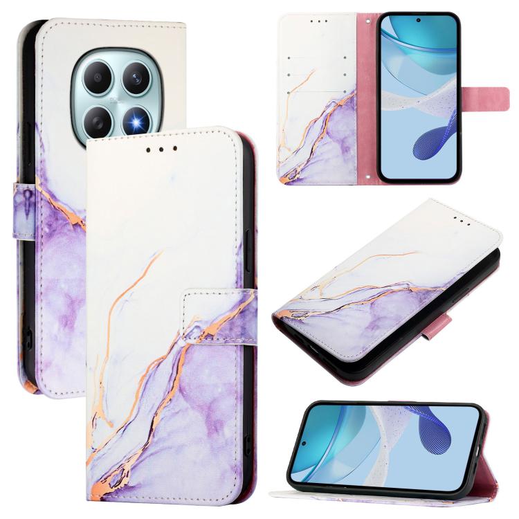 

For Redmi Note 15 4G / 5G Global 164mm PT003 Marble Pattern Flip Leather Phone Case(White Purple)