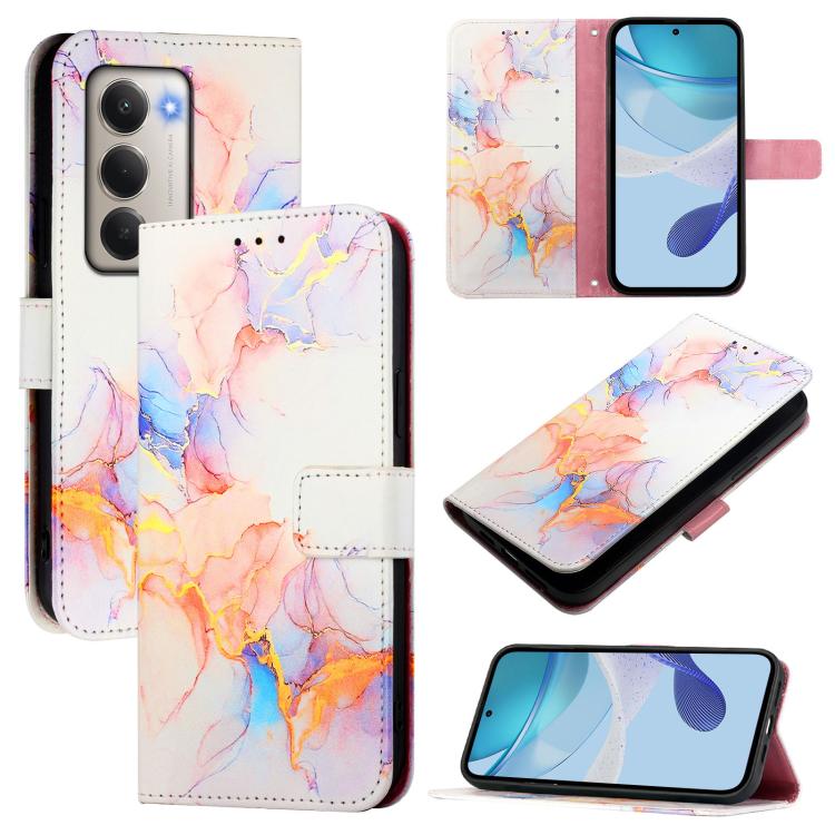 For Redmi 15 5G / 4G EU 171mm PT003 Marble Pattern Flip Leather Phone Case(Galaxy Marble White)