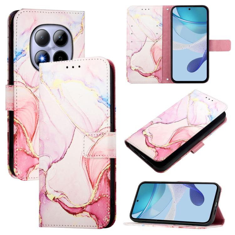 

For Redmi Note 15 Pro 5G Global 163.6mm PT003 Marble Pattern Flip Leather Phone Case(Rose Gold)