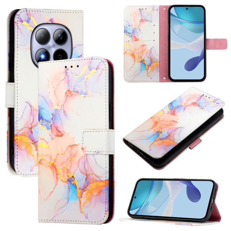 

For Redmi Note 15 Pro 5G Global 163.6mm PT003 Marble Pattern Flip Leather Phone Case(Galaxy Marble White)